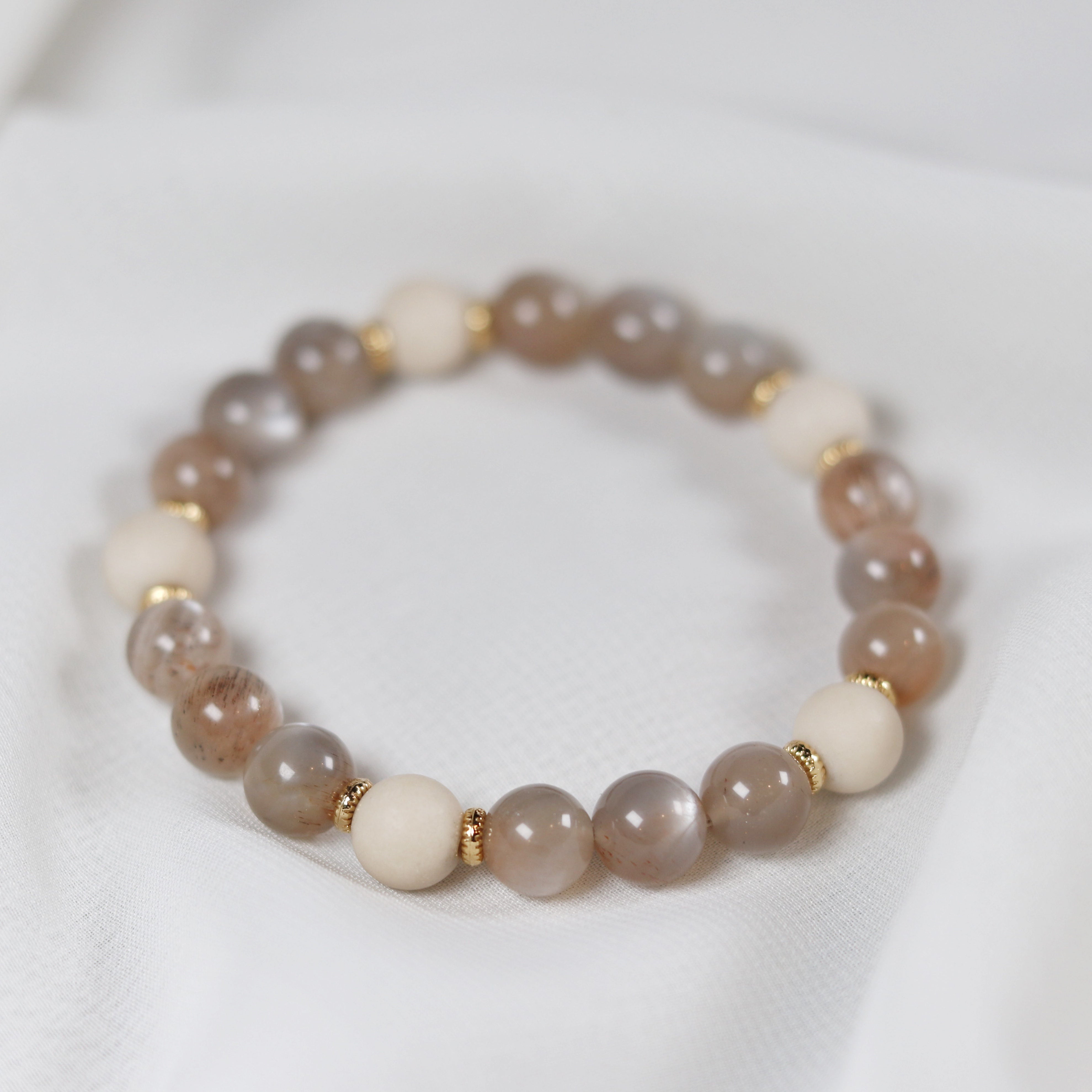 Peach Moonstone x Fossil Jasper Bracelet