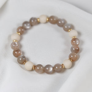 Peach Moonstone x Fossil Jasper Bracelet