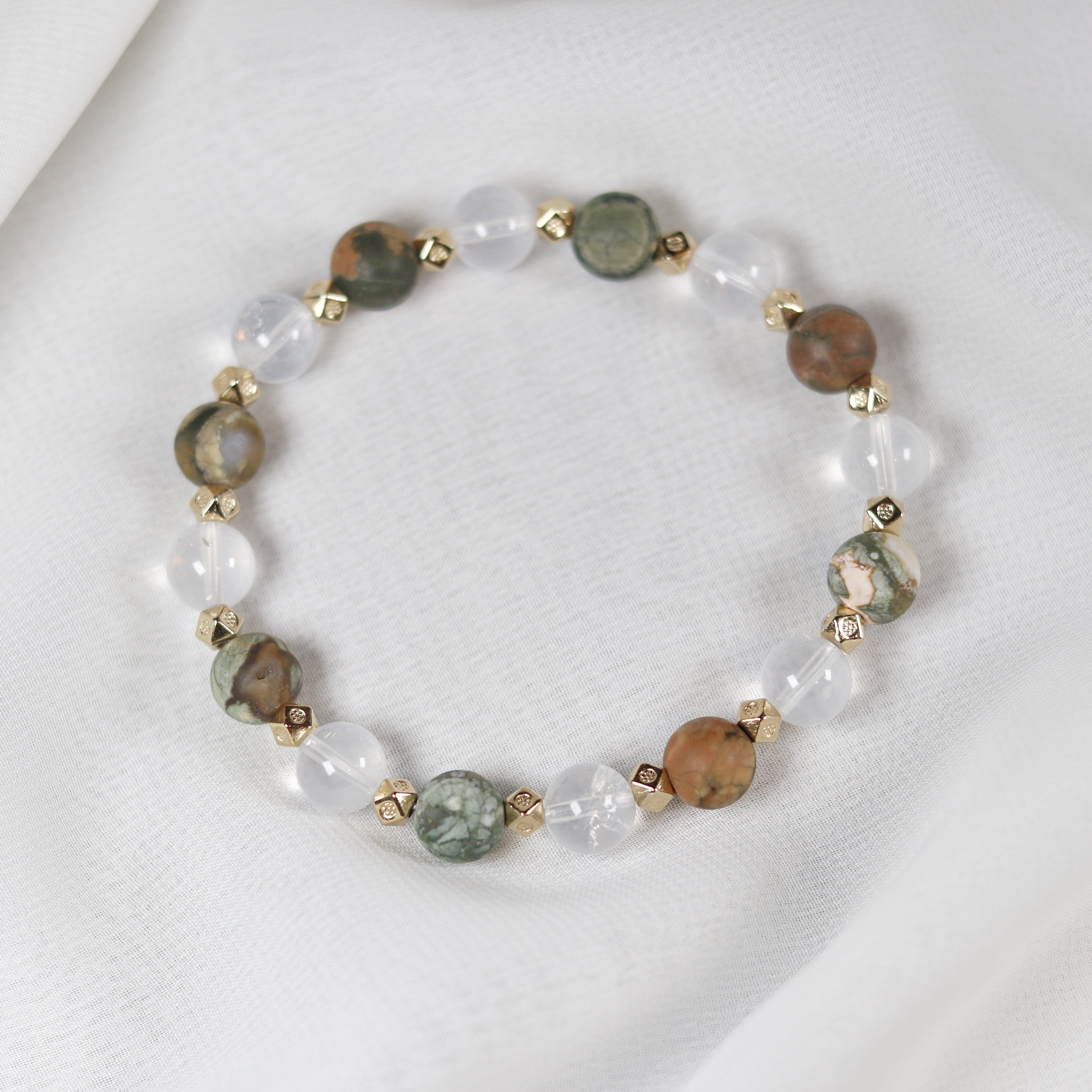 Rainforest Jasper x Moon Quartz Bracelet