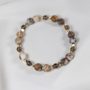 Petrified Wood x Smoky Quartz Bracelet