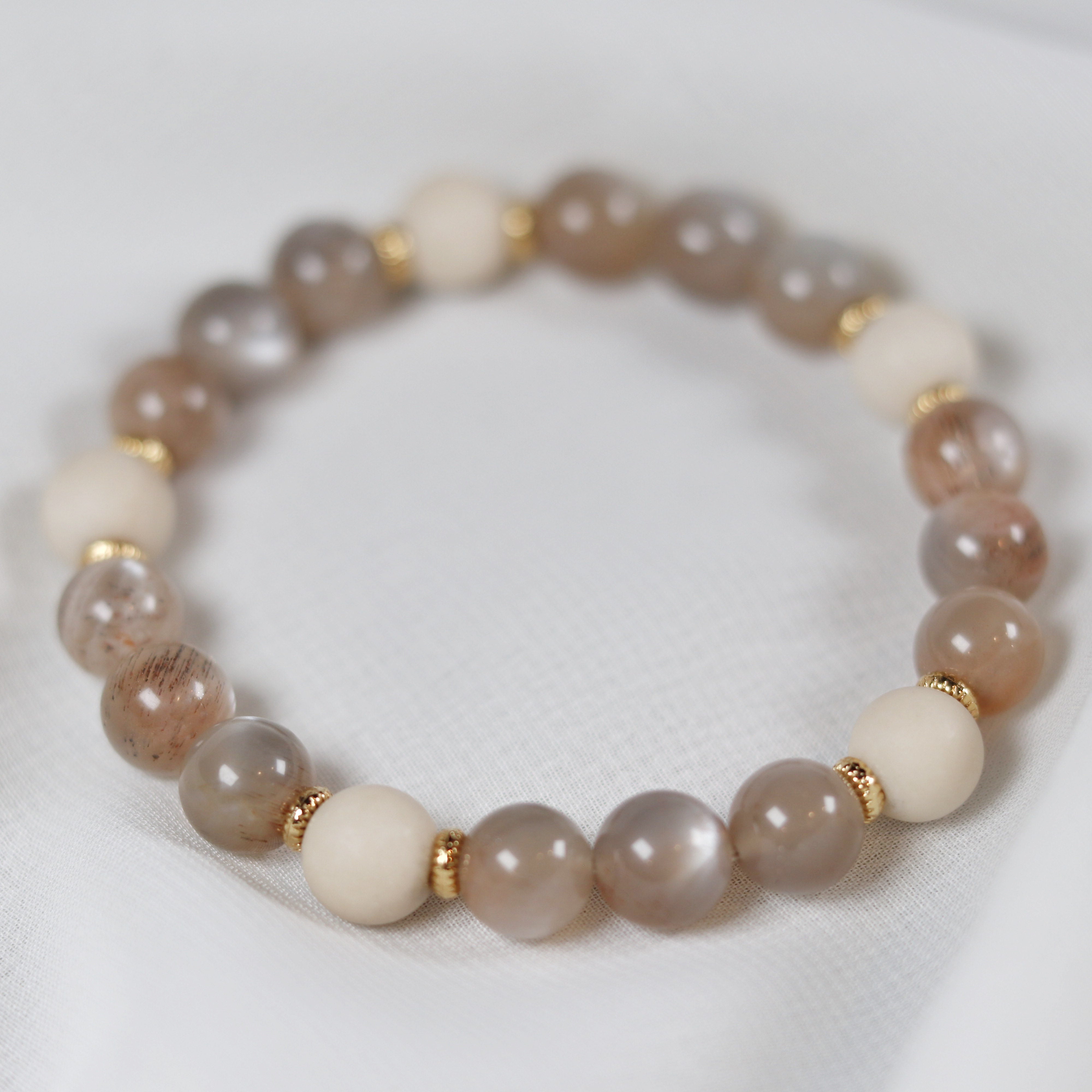 Peach Moonstone x Fossil Jasper Bracelet