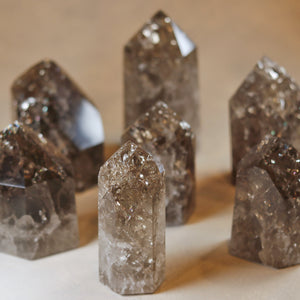 Smoky Fire & Ice Quartz Tower