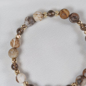 Petrified Wood x Smoky Quartz Bracelet