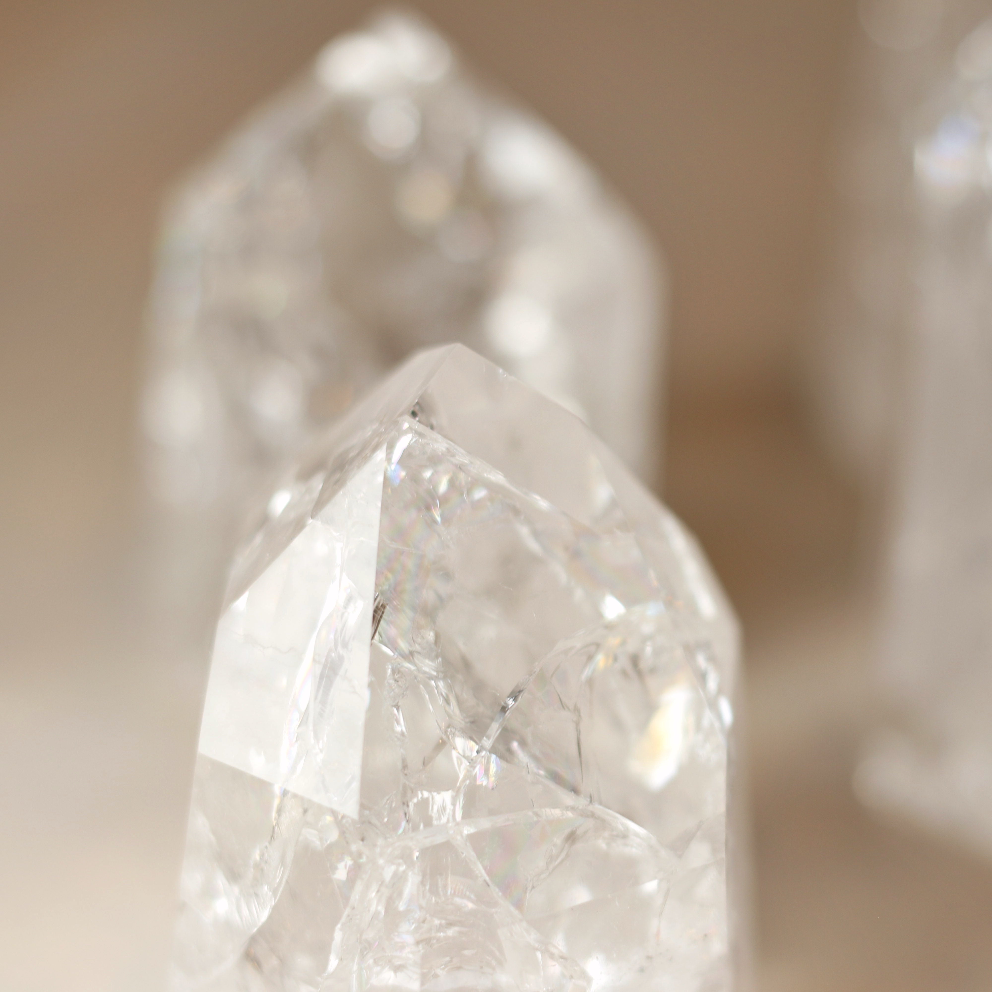 Clear Fire & Ice Quartz Tower